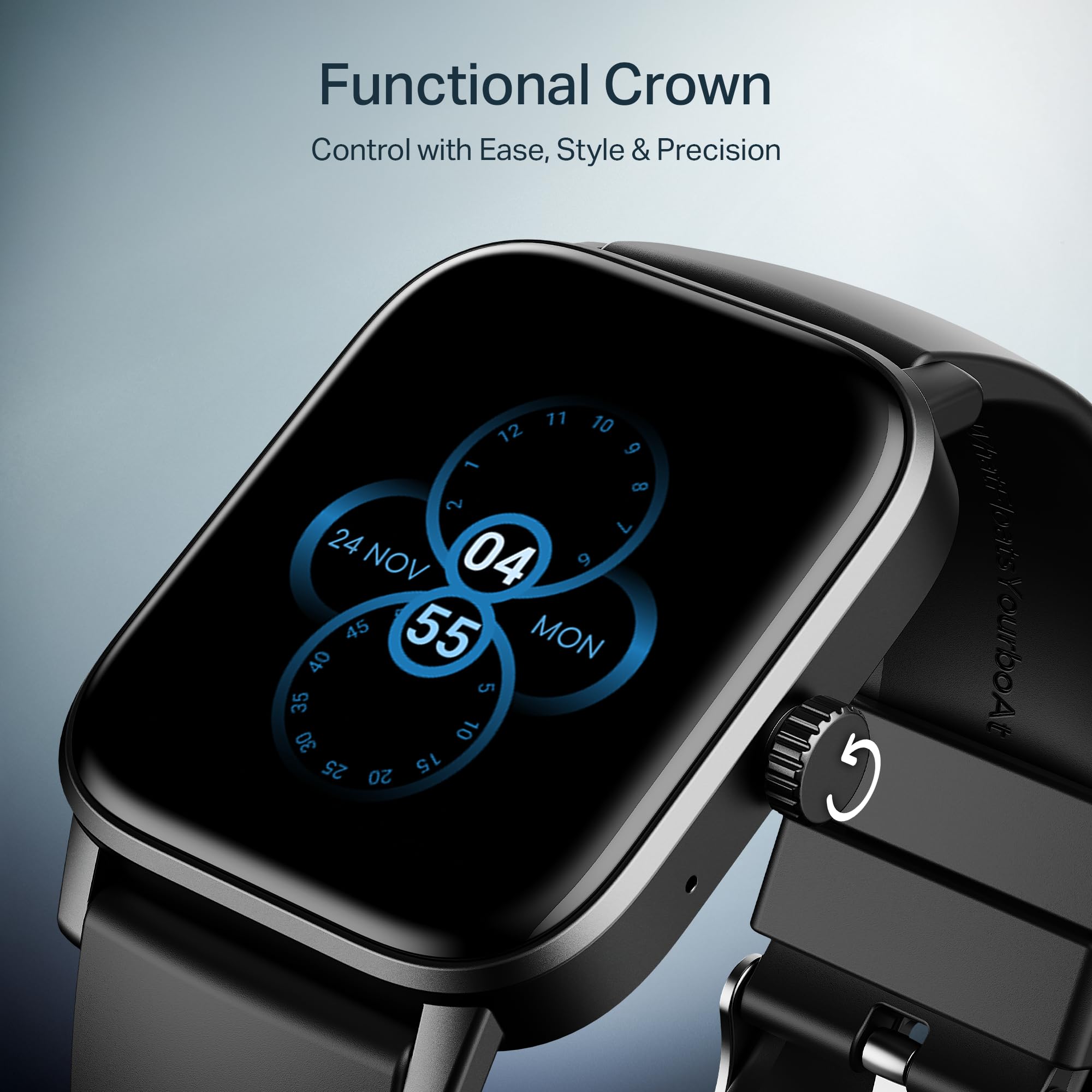 boAt Wave Call 3 Smartwatch 1.83” HD Display with Animated Watch Faces; BT Calling, Functional Crown, Multiple Sports Modes, IP68, HR, SpO2 Monitor, Smart Watches for Men & Women (Bold Black) image 4