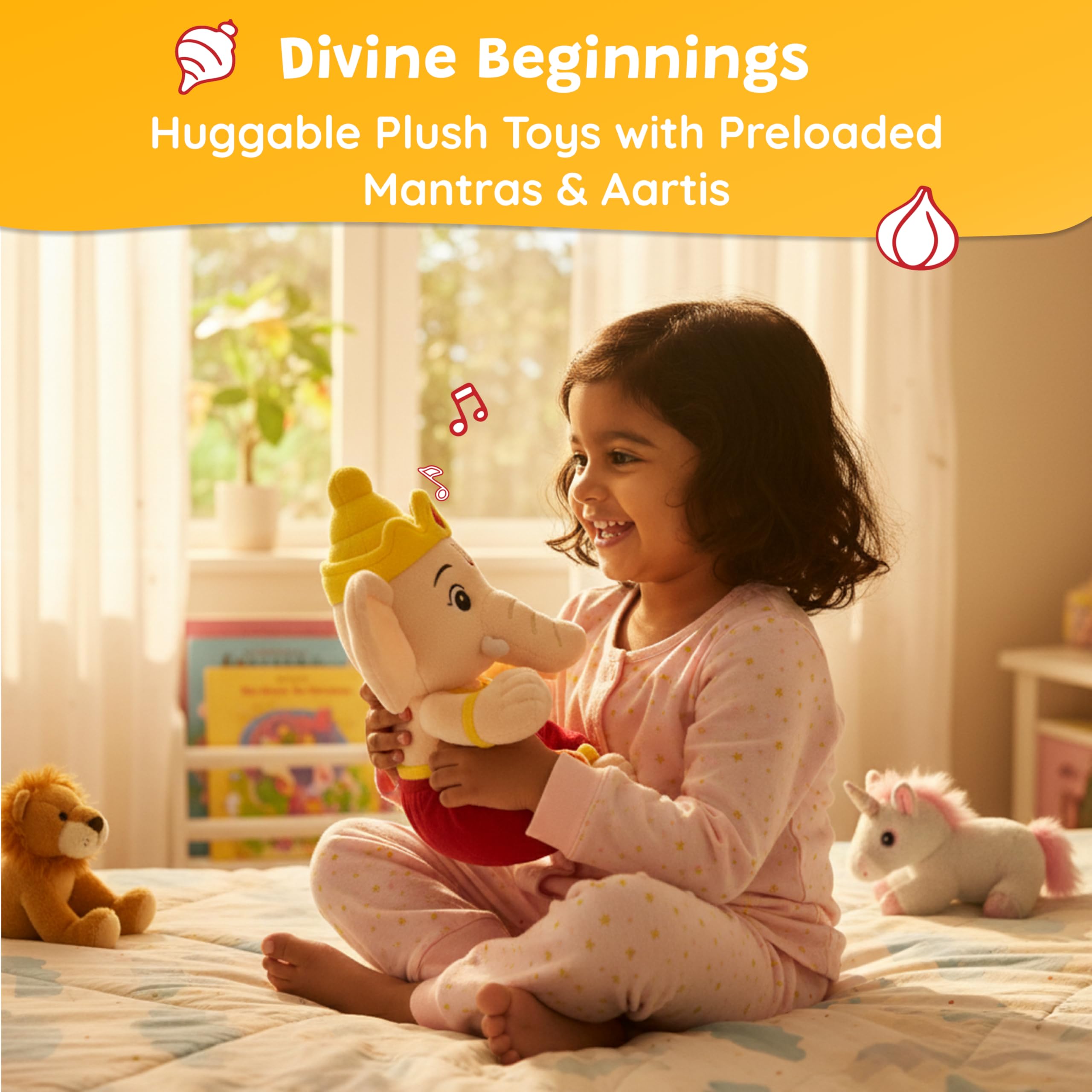 WonderBuddy Divine Mantra Chanting Baby Ganesha with 10 Preloaded Mantras & Aartis, Musical Soft Plush Toy, Best Gift for Infants, Toddlers & Kids (Medium - 25 Cm) image 2