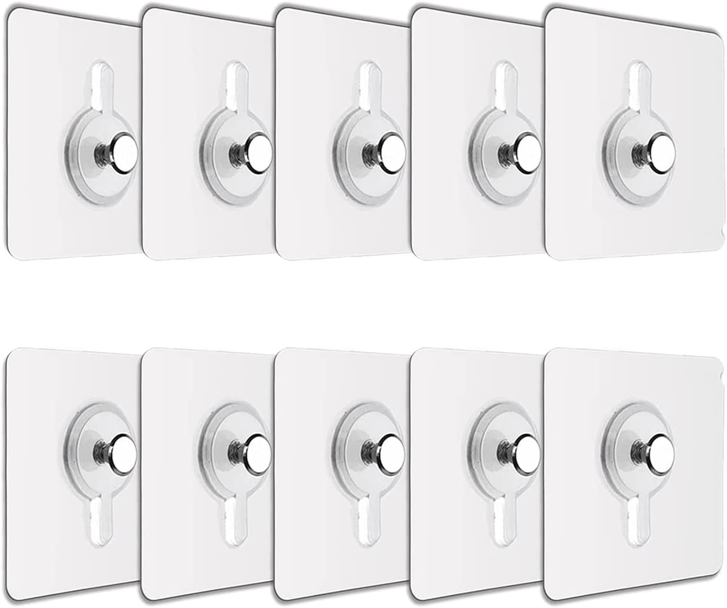 JIALTO Plastic 10 Pcs Self Adhesive Wall Hooks - Heavy Duty Transparent Hook for Photo Frames, Wall Clocks, Keys - No Damage, Easy Installation