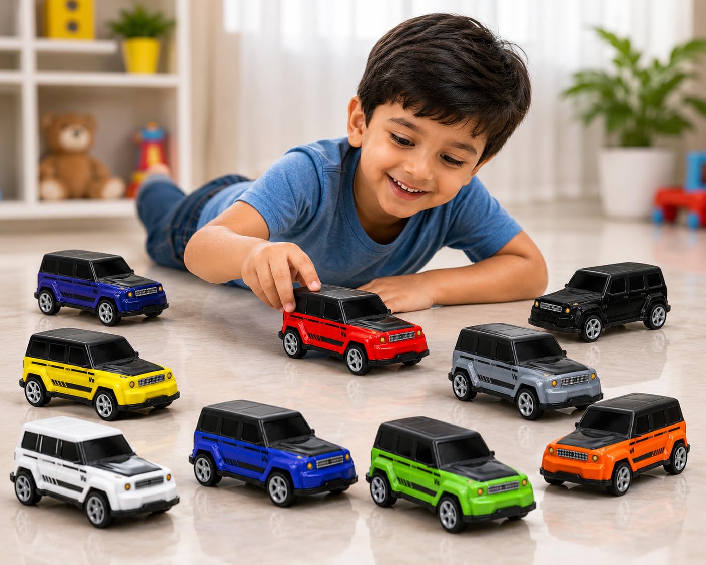 Khasala Brothers® Mini Racing Metal Pull Back Car Set for Kids, 6Pcs High-Speed Friction Powered Vehicles Colorful Toy Cars for Kids (6 G-Wag car) image 5