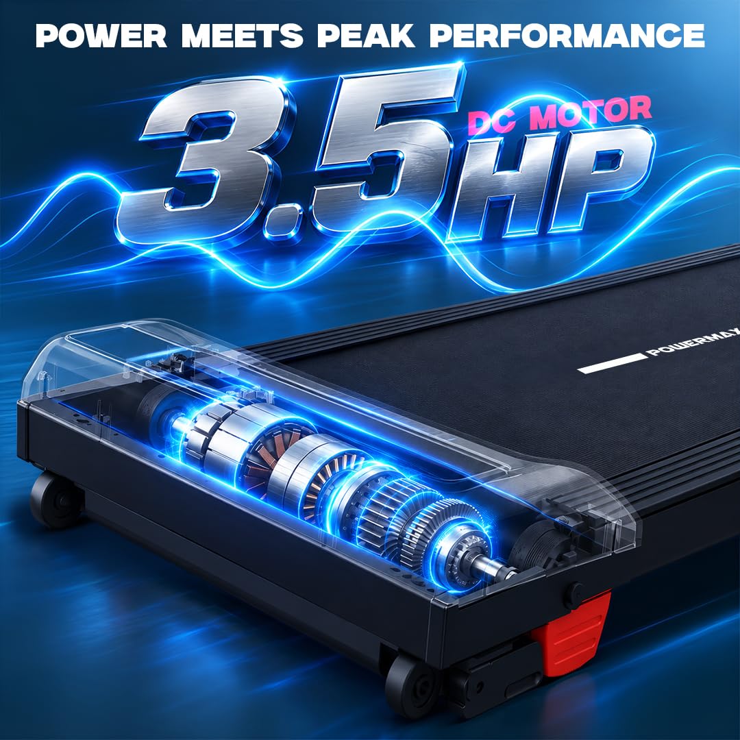 PowerMax Fitness WalkPad-2 Under Desk Walking Pad Treadmill for Home Use|3.0 HP Motor|Compact Design with Manual Incline|Shock Absorption System|110 kg Capacity|LED Display|Remote Control (Red Black) image 3