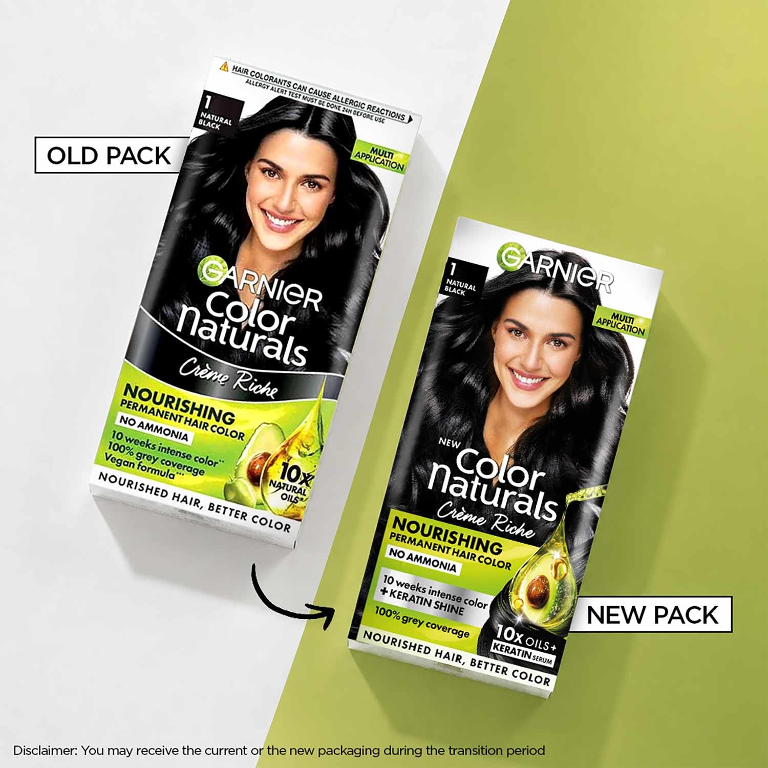 Garnier Color Naturals Natural Black Hair Color Shade 1 | Ammonia Free | Ammonia-Free Hair Color | Infused With 10X Natural Oils + Keratin Serum | 100% Grey Coverage | Up to 10 Weeks Shine image 3