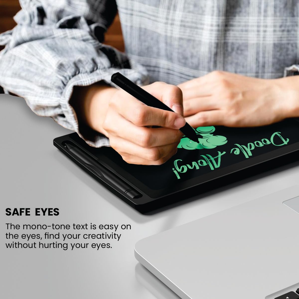 Portronics Ruffpad 8.5E Re-Writable LCD Writing Pad with Screen 21.5cm (8.5-inch) for Drawing, Playing, Handwriting Gifts for Kids & Adults,(Black) image 5