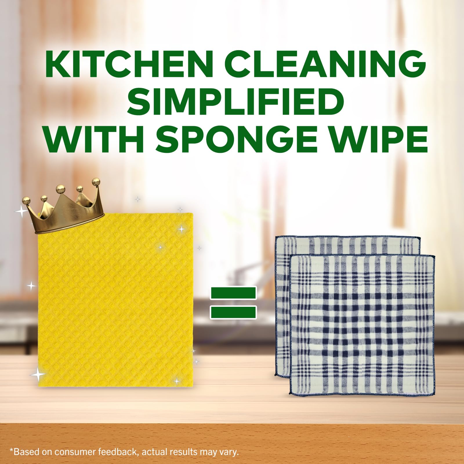 Scotch-Brite Sponge Wipes- Reusable, Kitchen and House Cleaning- Easy to use, Cleans any mess in a swipe, Absorbs water its own 10x weight, Multi- color, Biodegradable (pack of 3) image 4