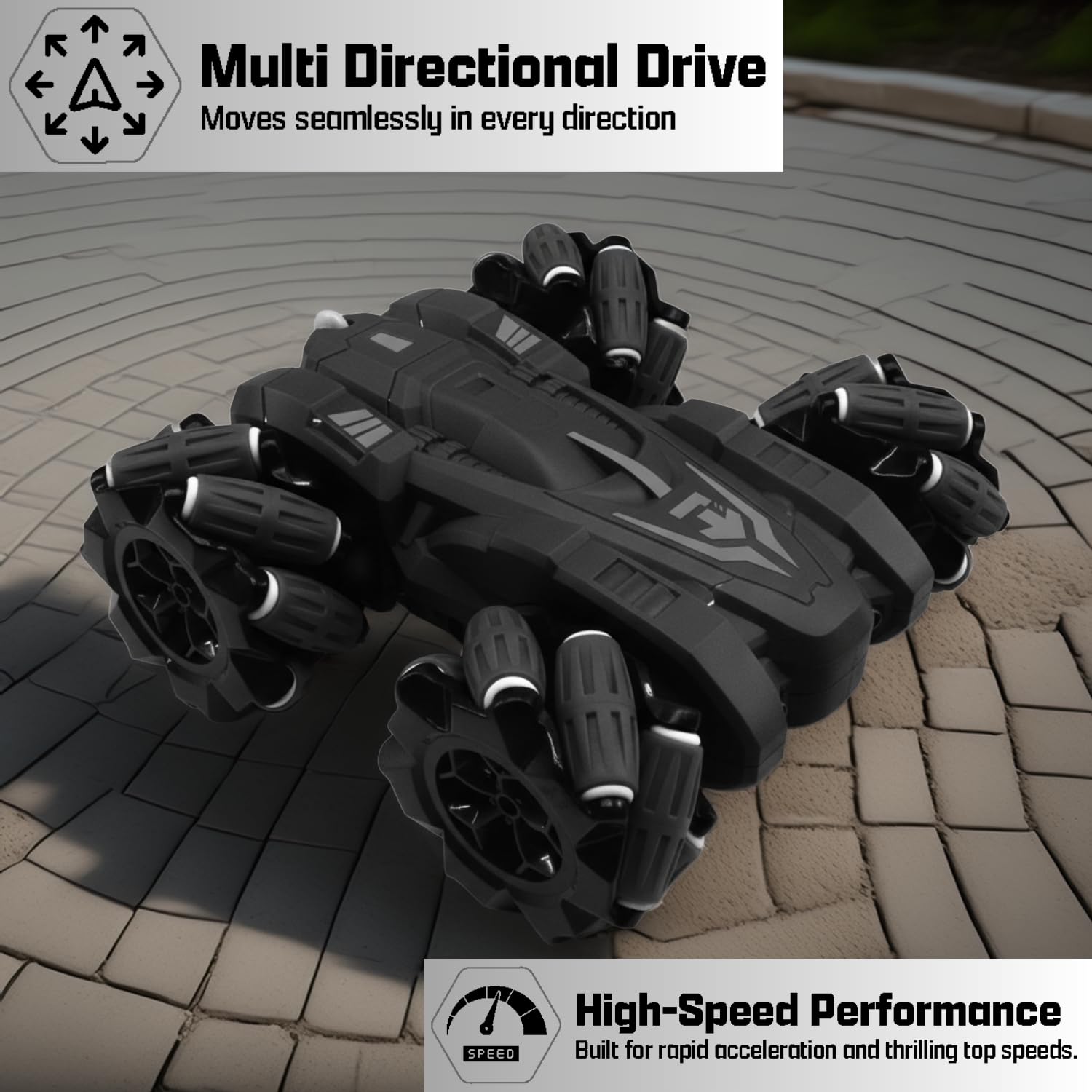Remote Control Drift Stunt Car 4WD | 360° Rotating | Dual Sided Climbing | High-Speed Tumbling | Rechargeable Stunt Car | C-Type Charging | Remote Control Car for Kids | Made in India. (Black) image 5