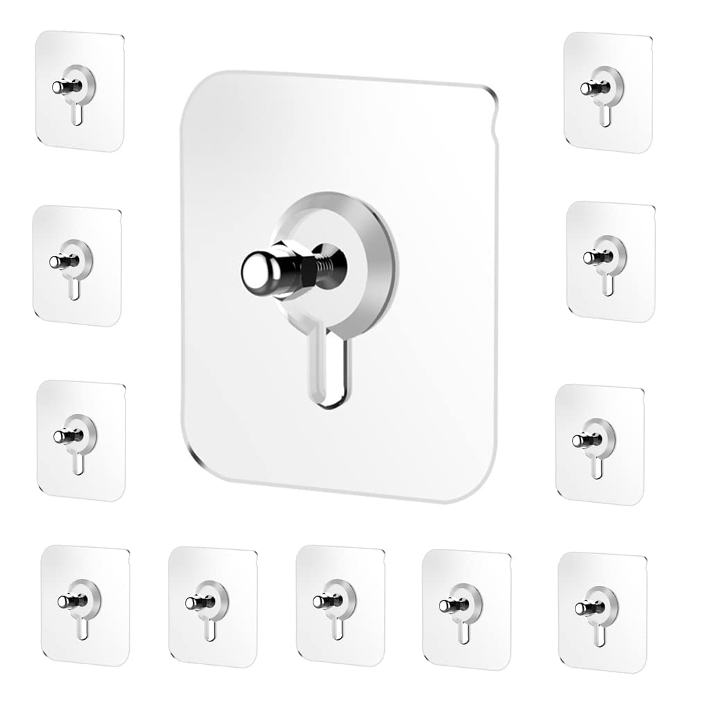 JIALTO 10 Pcs Stainless Steel, PVC, ABS Nail Free Seamless Adhesive Non-Trace No Drilling Installation Hanging, Waterproof Screws Wall Hook (Transparent)
