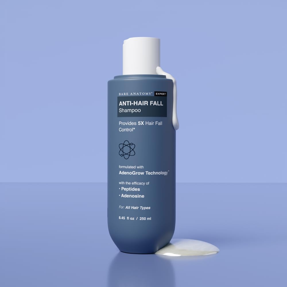 Bare Anatomy Anti-Hair Fall Shampoo | Provides 5x Hair Fall Control | pH 4.6 | Adenosine & Peptides | Strengthens Weak Roots & Reduces Breakage | Sulphate & Paraben Free | Unisex | 250ml image 2