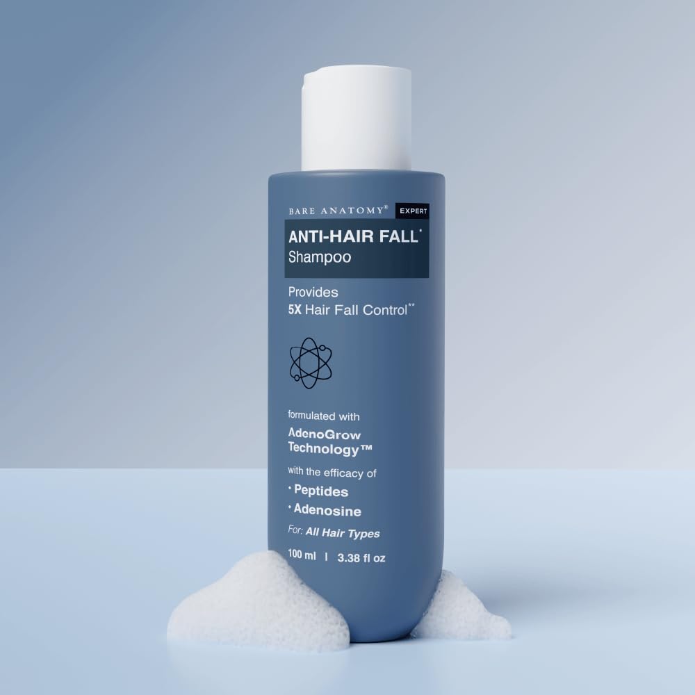 Bare Anatomy Anti-Hair Fall Shampoo | Provides 5x Hair Fall Control | pH 4.6 | Adenosine & Peptides | Strengthens Weak Roots & Reduces Breakage | Sulphate & Paraben Free | Unisex | 100ml image 2