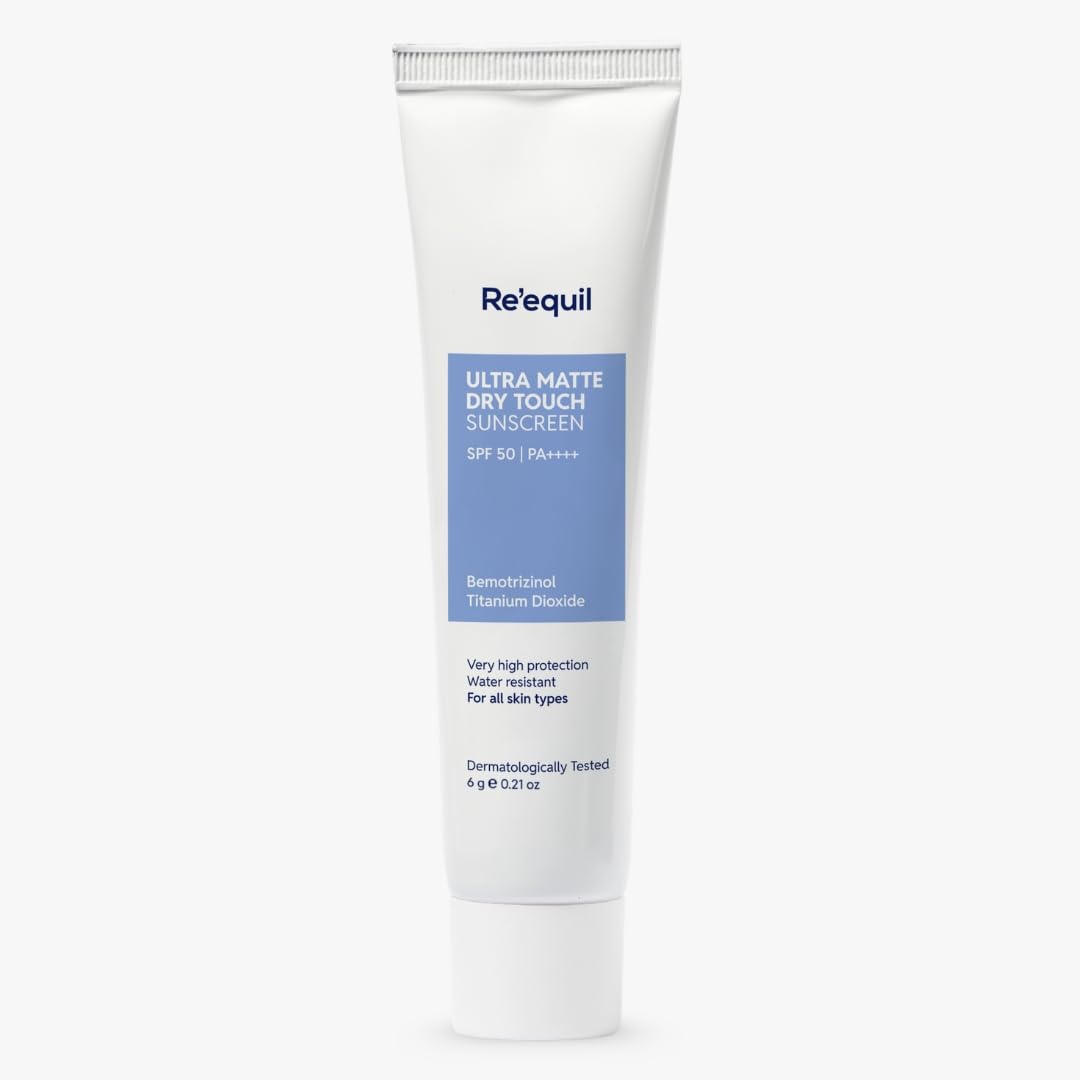 RE' EQUIL Ultra Matte Dry Touch Sunscreen | SPF 50 PA++++ | Water & Sweat Resistant | No White Cast, Non-Greasy & Non-Comedogenic | For All Skin Types | 6G (Trial Pack) image 3