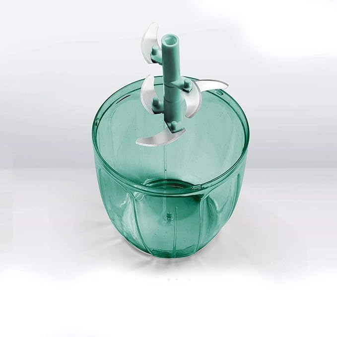 SORATH Manual Pull String Food Chopper | 3-Blade Hand Chopper for Vegetables, Fruits & Nuts | Turquoise Mini Food Processor (Blue) image 3