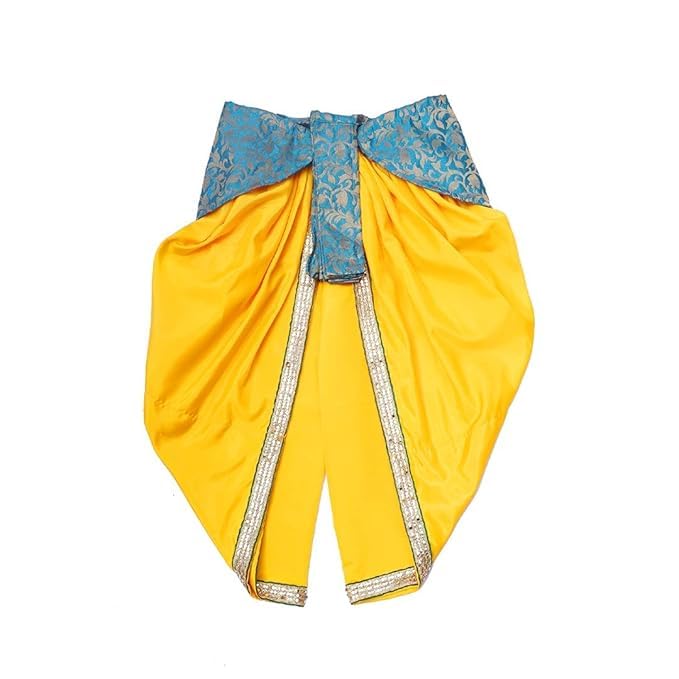 FANCY FLIGHT Krishna Dress for Baby Boy Kids(Dhoti,Patka,Mukut,Morpankh,Bansuri,Kamarband,Bajuband,Kundal) Little Krishna Ji Kanha Janmasthmi Costume image 3