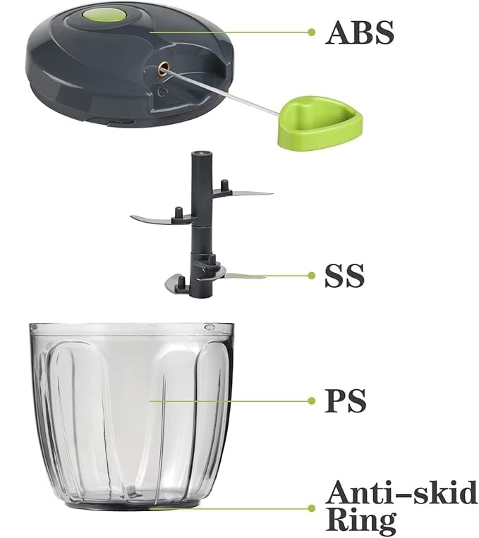 SORATH Manual Pull String Food Chopper | 3-Blade Hand Chopper for Vegetables, Fruits & Nuts | Turquoise Mini Food Processor (Blue) image 4