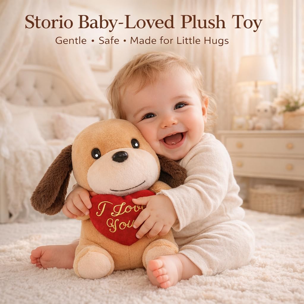 Storio I Love You Valentine Plush Dog | Cute Soft Cuddly Stuffed Animal with Red Heart | Valentine Gift, Birthday Gift Special | Romantic Plush Toy 7 Inches image 3