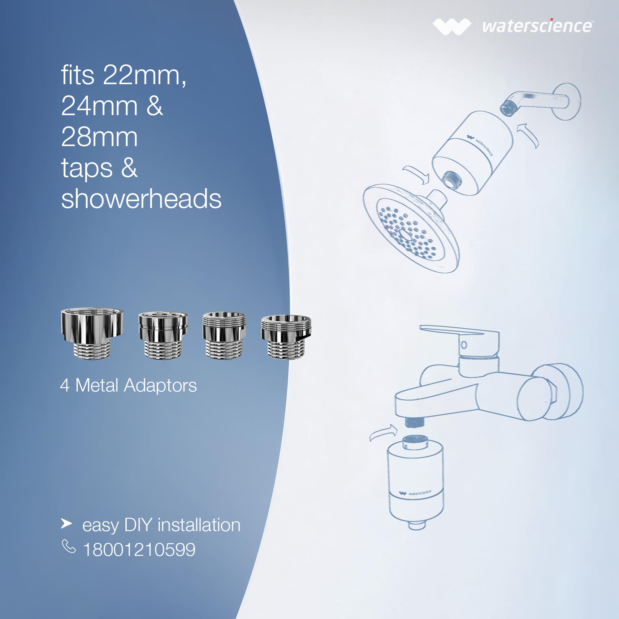 WaterScience CLEO Hard Water Softener for Tap and Shower | Hard Water Filter for Tap | shower filter for bathroom | with Set of Metal Adaptors - CLEO-SFU-423 image 5