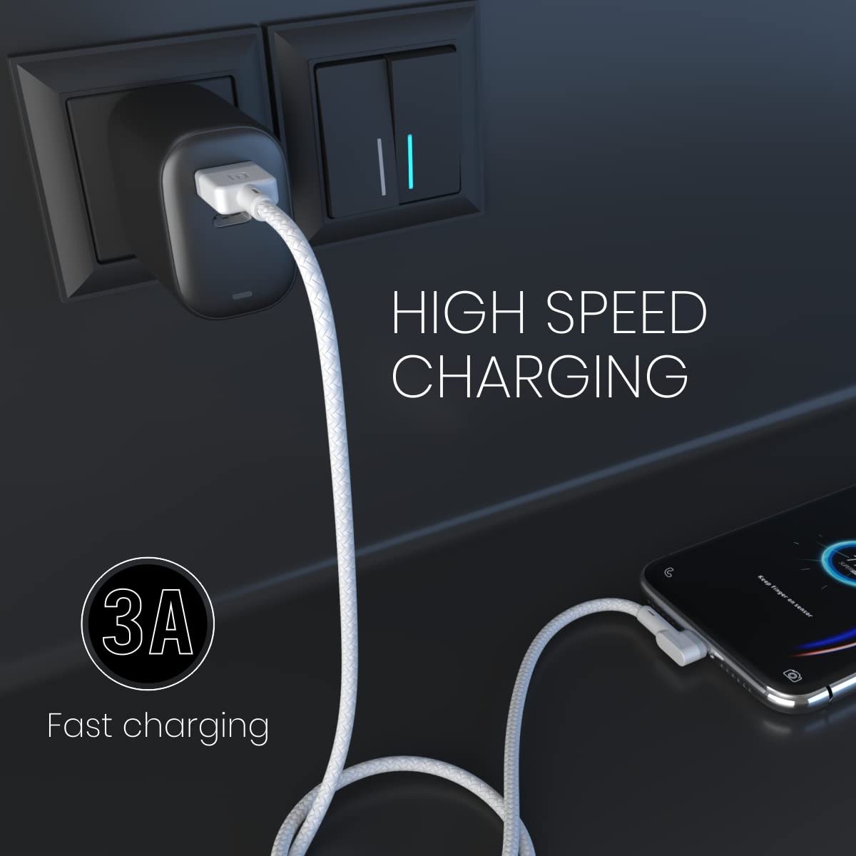 Portronics Konnect L POR-1403 Fast Charging 3A Type-C Cable 1.2 Meter with Charge & Sync Function for All Type-C Devices (White) image 4