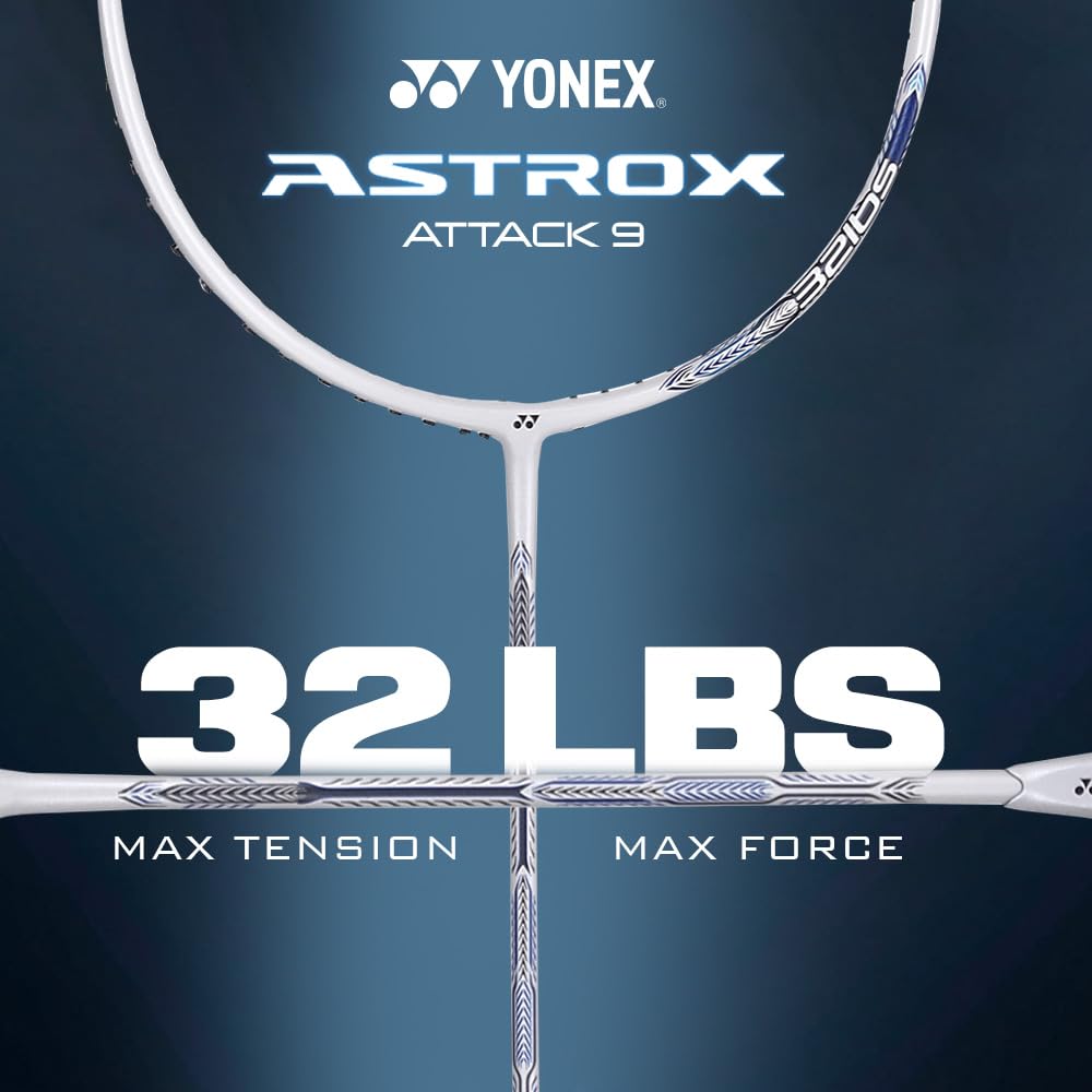 Yonex Astrox Attack 9 Ultra Strong Japan Made Graphite Strung Badminton Racquet with Full Cover (80 Grams - 32 Lbs Tension, Pearl White) image 3