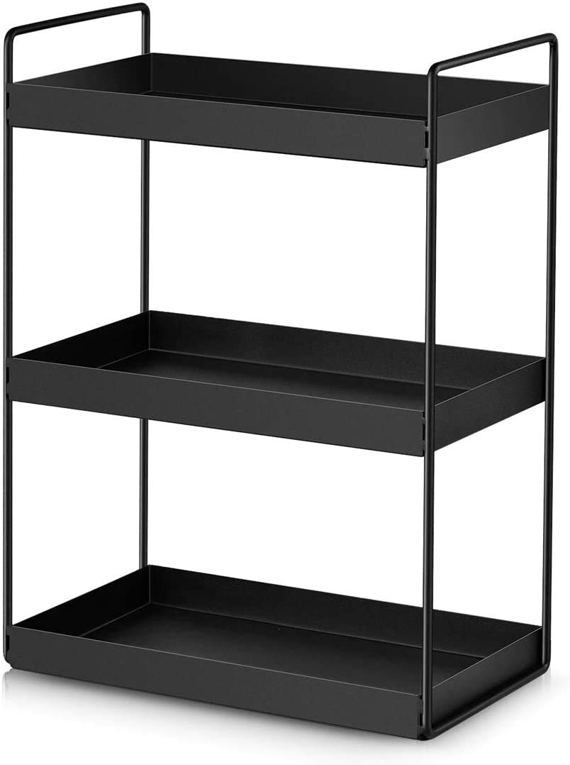 shiok decor® 3-Tier Standing Rack, bathroom Countertop Storage Shelf Organizer,spice storage organizer black make in india