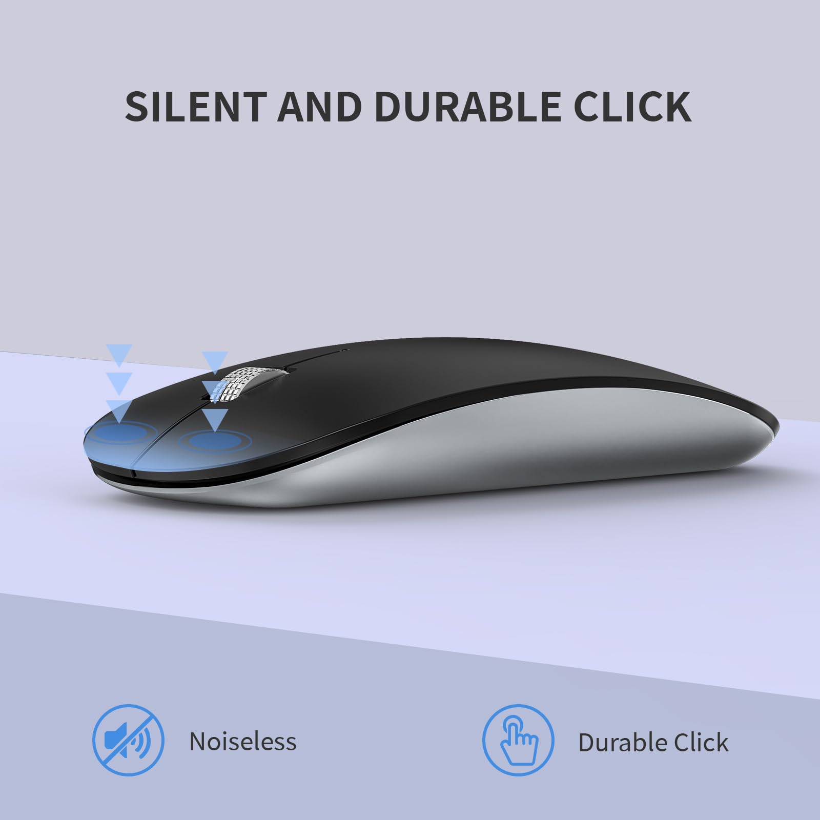 Offbeat - Atom Dual Bluetooth 5.1+5.1 & 2.4Ghz Wireless, Type-C Rechargeable Silent Click Mouse, Triple Device connectivity Windows, Mac, iOS, Android image 2
