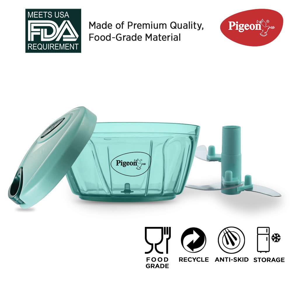 Pigeon Polypropylene Mini Handy and Compact Chopper with 3 Blades for Effortlessly Chopping Vegetables and Fruits for Your Kitchen (12420, Green, 400 ml) image 2