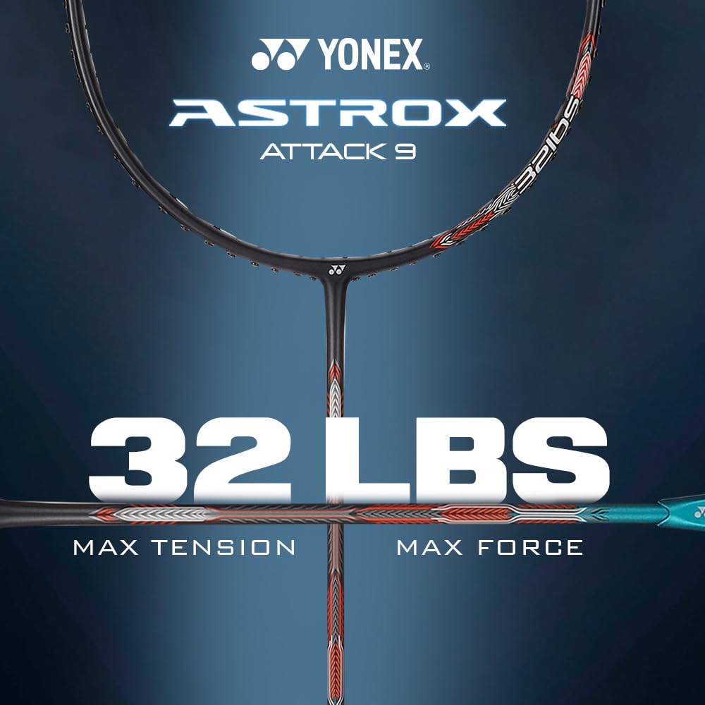Yonex Astrox Attack 9 Ultra Strong Japan Made Graphite Strung Badminton Racquet with Full Cover (80 Grams - 32 Lbs Tension, Turquoise Green) image 3