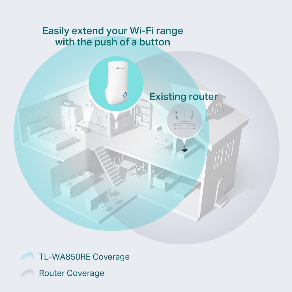 TP-Link TL-WA850RE N300 Wireless Range Extender, Broadband/Wi-Fi Extender, Wi-Fi Booster/Hotspot with 1 Ethernet Port, Plug and Play, Built-in Access Point Mode image 3