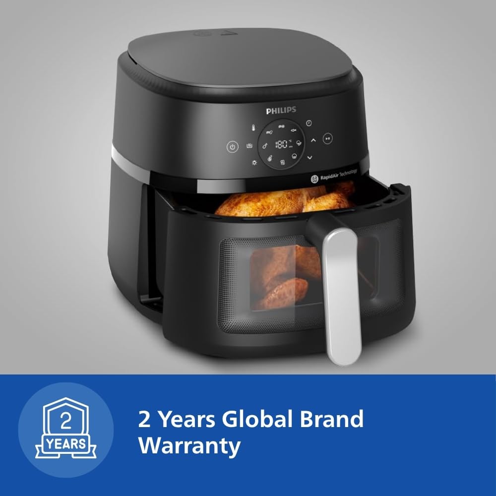 PHILIPS Air Fryer NA130, 6.2 Litre, Extra Large | uses up to 90% less fat, 1700W, with Rapid Air Technology (Black) image 5
