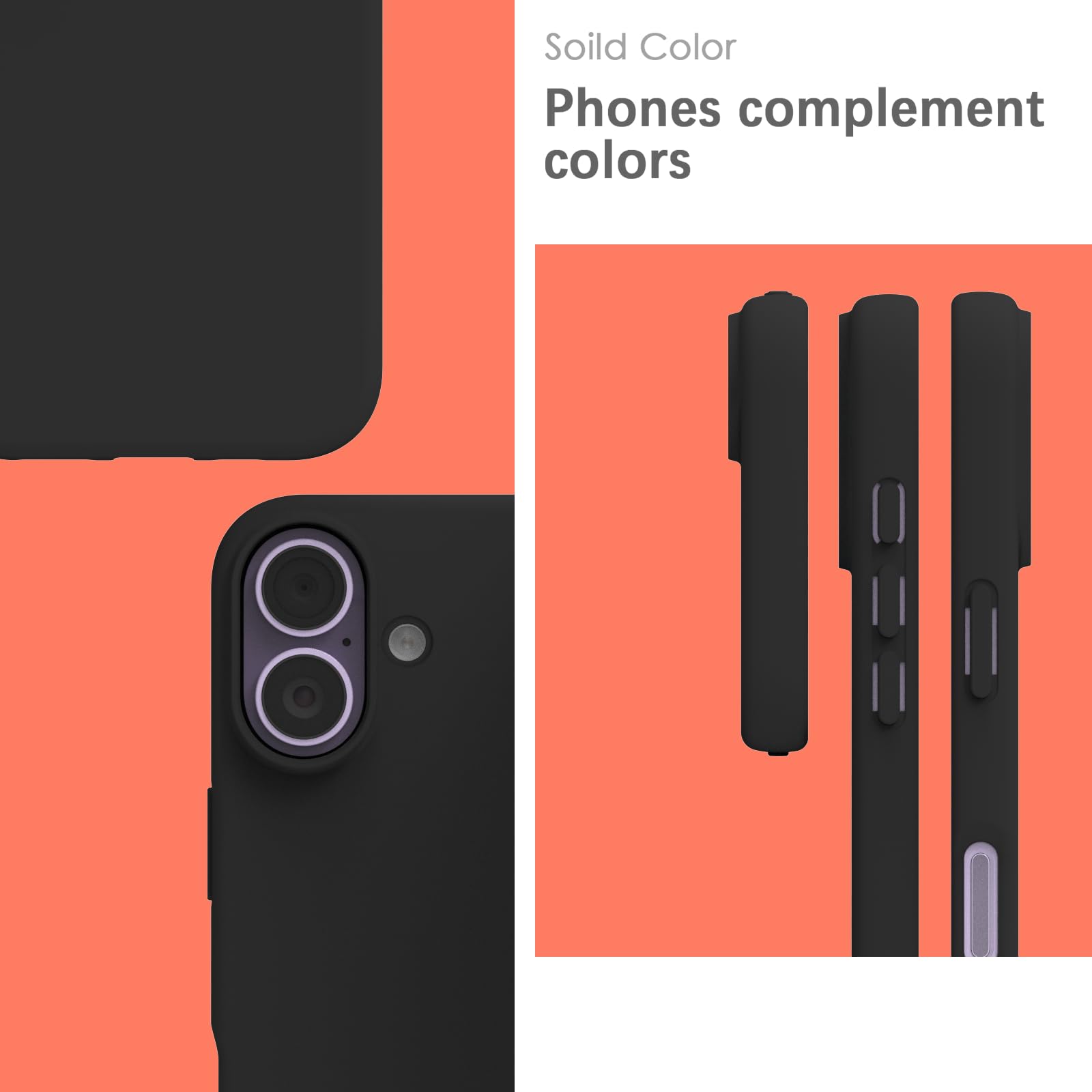 YATWIN Silicone Case for iPhone 17, Soft-Touch, Shockproof, DustProof, Antiskid Phone Cover for Apple iPhone 17 - Black image 3