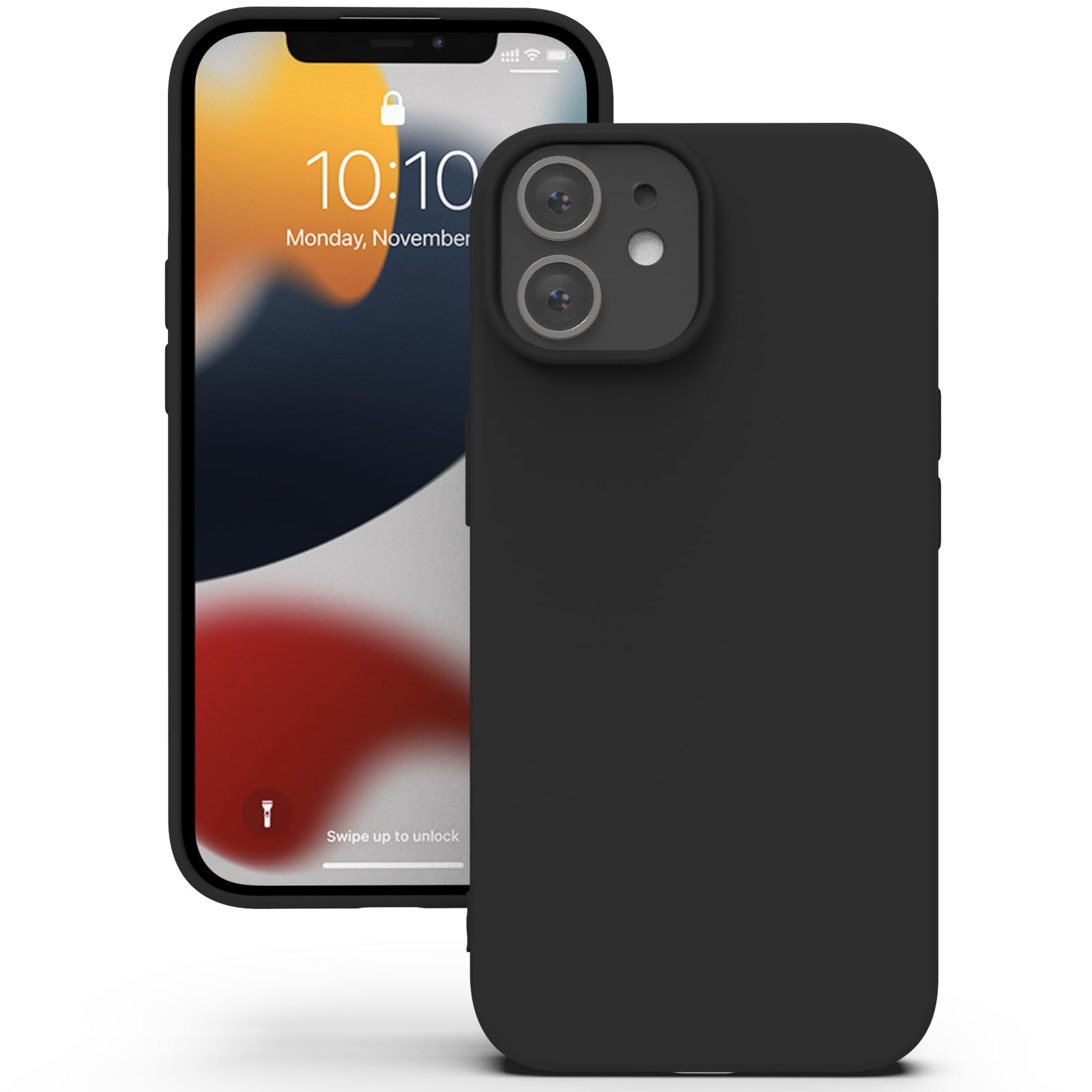 YATWIN Silicone Back Case for iPhone 12/12 Pro, Soft-Touch Phone Back Cover for Apple iPhone 12/12 Pro - Black