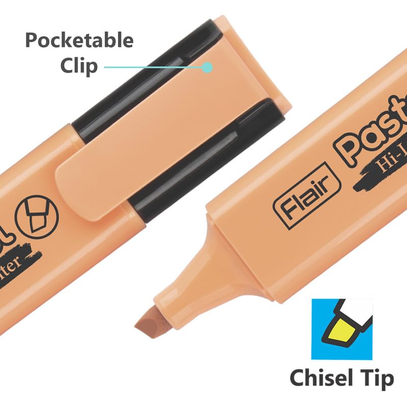 FLAIR Pastel 5 Shades Hi-lighter Pouch Pack | Flexible Line Width | Quick Drying & Smudge Proof Pastel Ink | Non-Toxic Ink, Safe For Childrens | 5 Smoothing Colors, Pack of 1 image 3