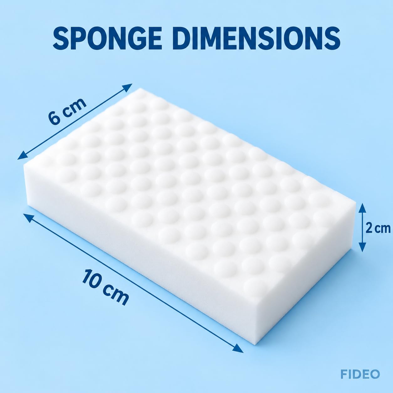 FIDEO Magic Cleaning Sponge, White Melamine Foam Eraser for Household Cleaning | Helps Remove Stains and Scuff Marks from Suitable Surfaces | 1 Piece image 3