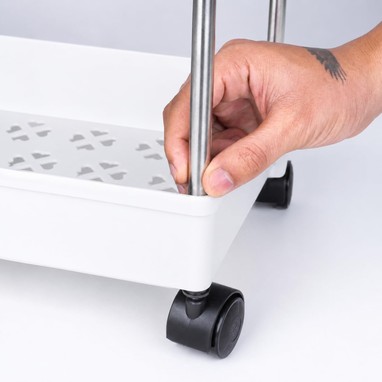 Multipurpose Storage Organizer Slim Rack Shelf with Wheels for Living Room, Office, Bedroom, Bathroom, Kids Room, Kitchen Trolley (White, 4 Layer) Plastic image 5