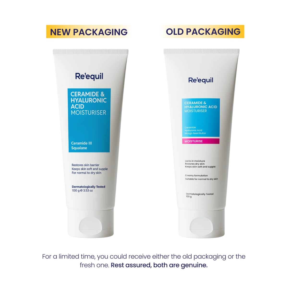 RE' EQUIL Ceramide & Hyaluronic Acid Moisturiser | Moisturizer For Face | Barrier Repair Cream | Long Lasting Hydration | Suitable For Normal To Dry Skin | 100G image 2