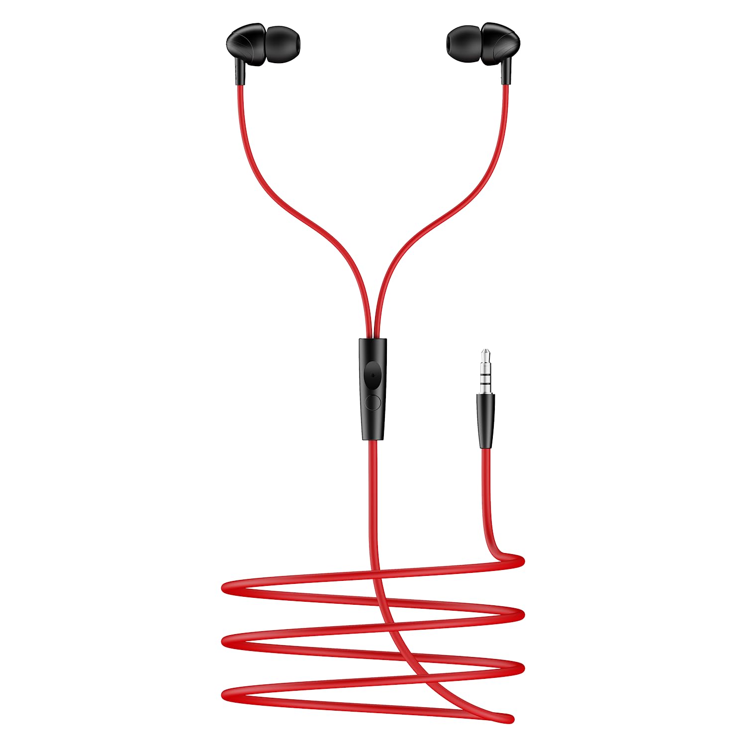 boAt Bassheads 211 Wired Earphones with 10mm Drivers, Signature Sound, in-Line Microphone, 3.5mm Jack, Voice Assistant & 120cm Cables (Raging Black)