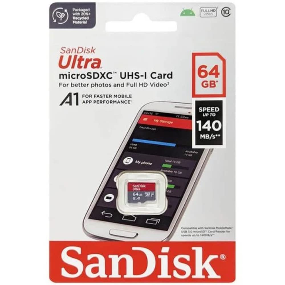 SanDisk Ultra 64GB microSDXC UHS-I, 140MB/s R, Memory Card, 10 Y Warranty, for Smartphones image 2