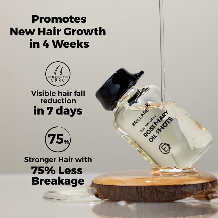 Brillare 20% Rosemary Oil Shots For Rapid Hair Growth | Improves Thickness | Controls Hair Fall & Nourishes Scalp | 100% Natural, Non Greasy Hair Oil Shots For Men & Women image 3