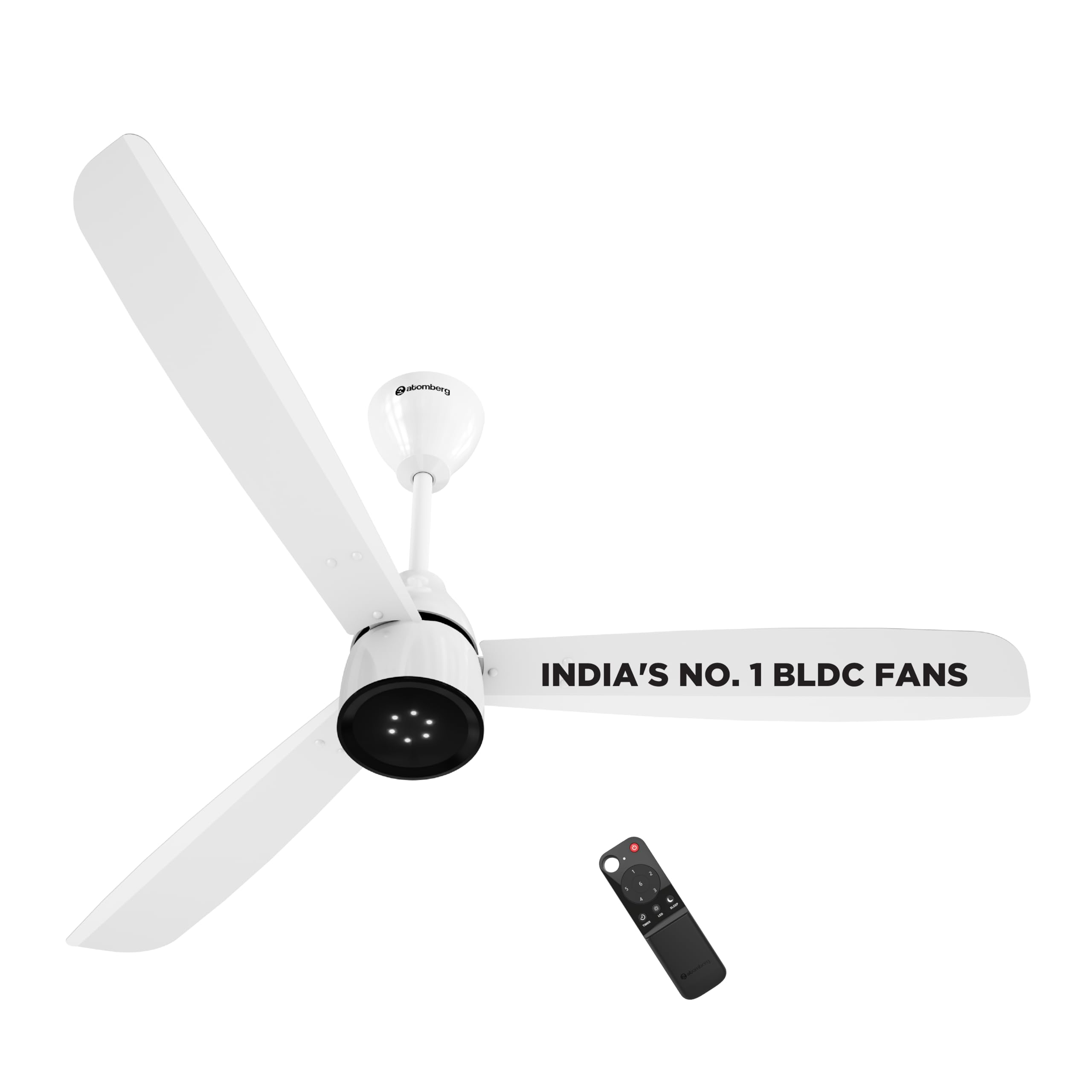 atomberg Renesa Enzel 1200mm BLDC Ceiling Fan with Remote | 5 star | Advance Air+ Technology | LED Speed Indicator | Low Noise | Sleek Design | Power Saving | 3 Year Warranty | Gloss White