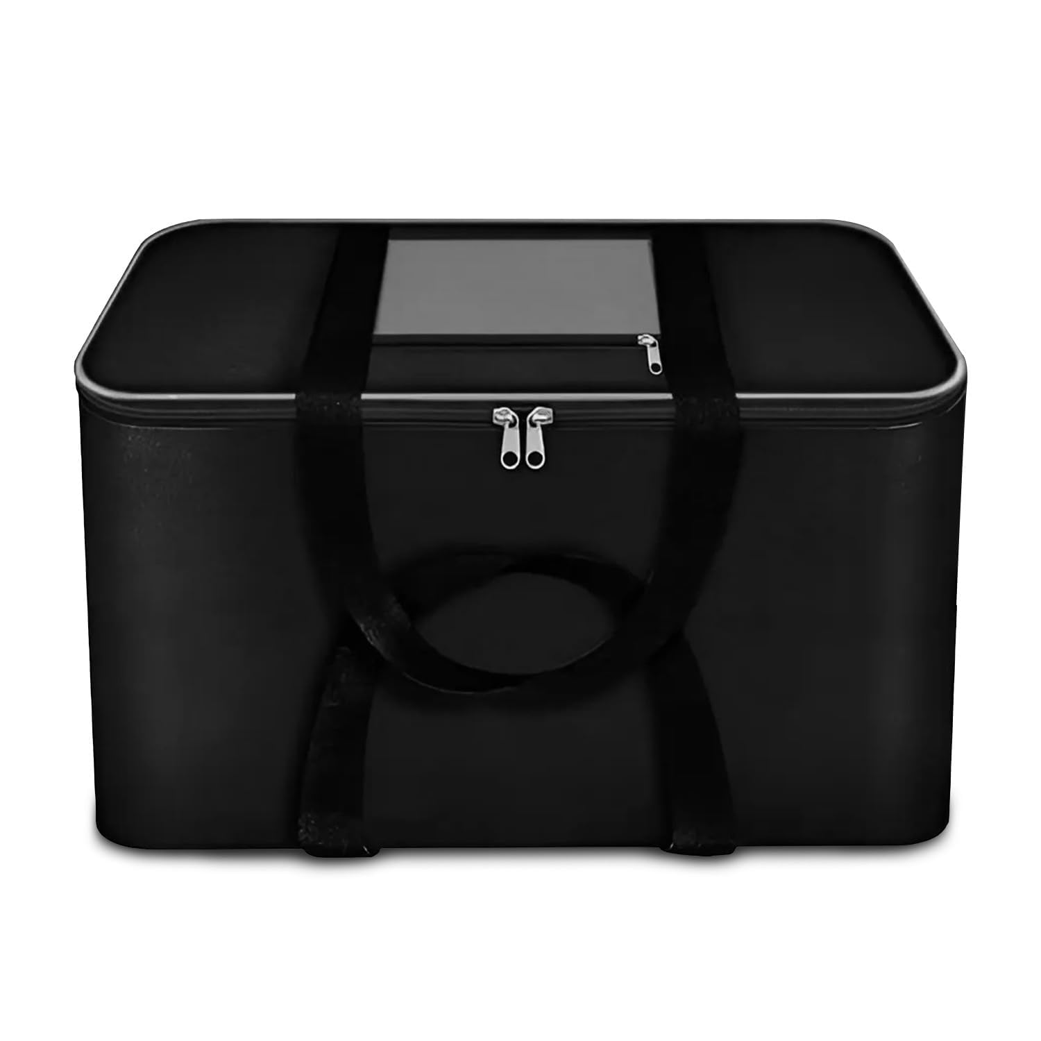 Storite Moisture Proof Nylon Large Size Foldable Underbed Storage Bag For Clothes, Blankets (54 x 46 x 28 cm) - Black, Rectangular