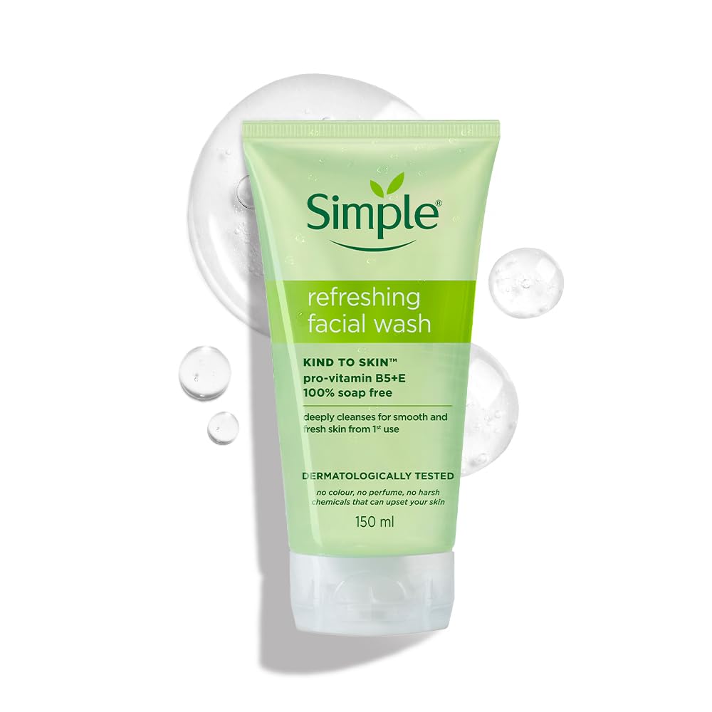 Simple Kind To Skin Refreshing Facial Wash 150 ml | 100% Soap-Free Facewash that doesn't dry out your skin| For All Skin Types image 2