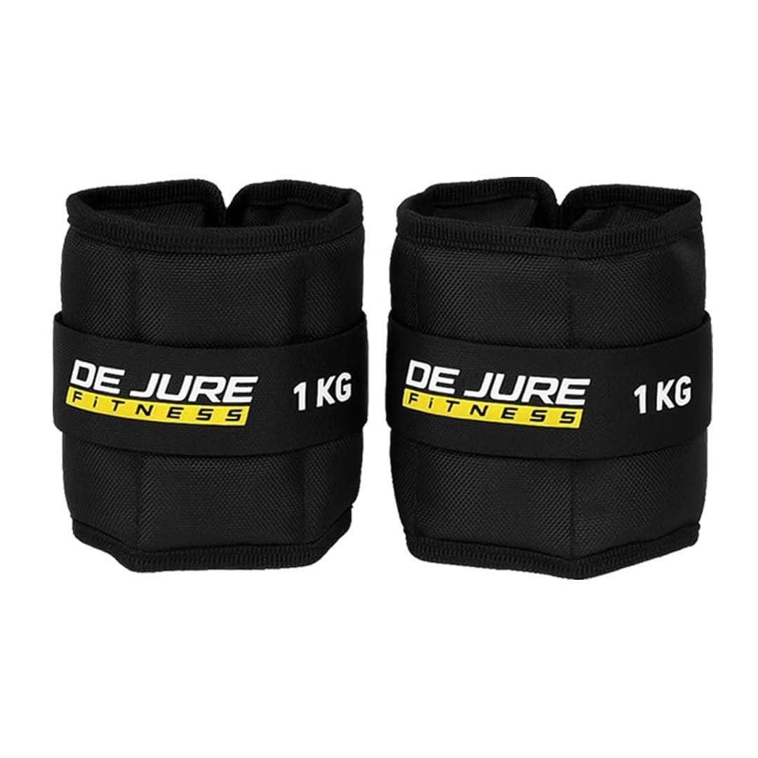De Jure Fitness Adjustable Ankle & Wrist Weights Pair (1KG x 2) for Men & Women | Strength Training, Walking, Running, Workout, Yoga | Comfortable, Durable | Z Black – 2KG