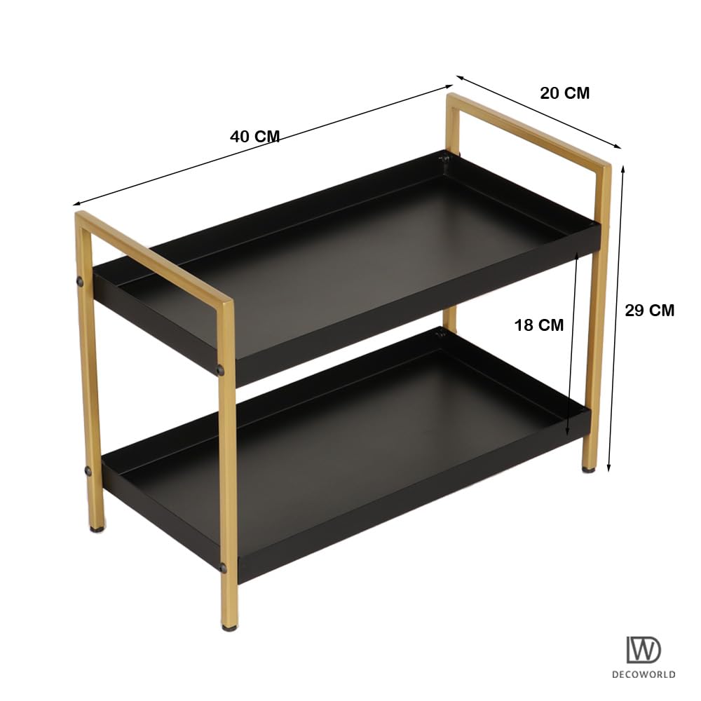 DECOWORLD || 2 Tier Multipurpose Countertop Organizer Rack || Multishelf Storage Stand for Kitchen, Bathroom or Dressing Table|| Spice Rack,Cosmetics Organizer or Bathroom Organizer image 3