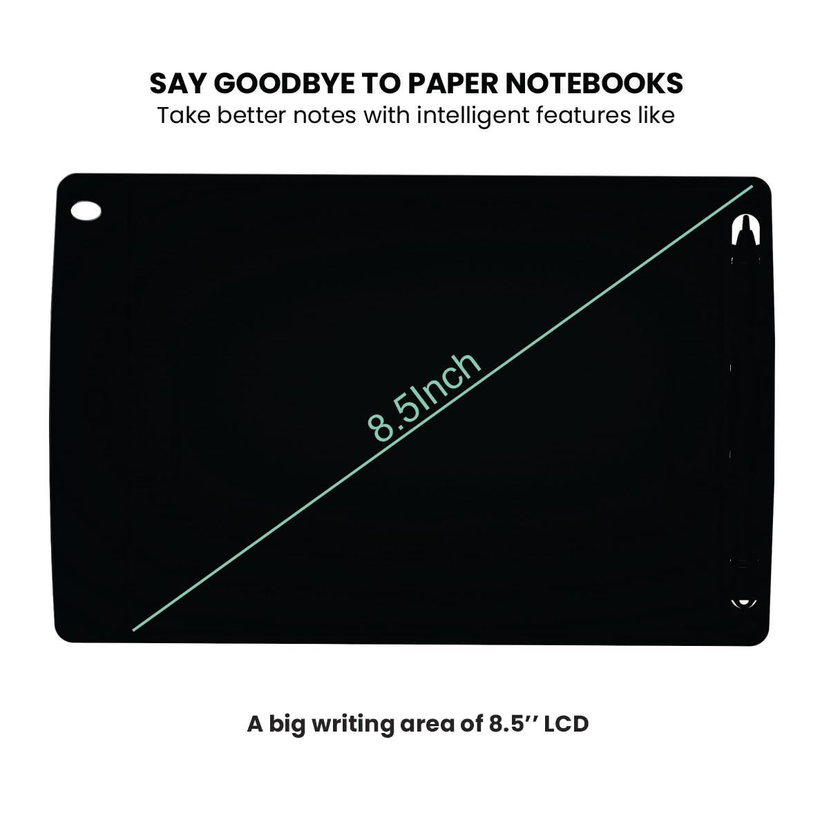 Portronics Ruffpad 8.5E Re-Writable LCD Writing Pad with Screen 21.5cm (8.5-inch) for Drawing, Playing, Handwriting Gifts for Kids & Adults,(Black) image 3