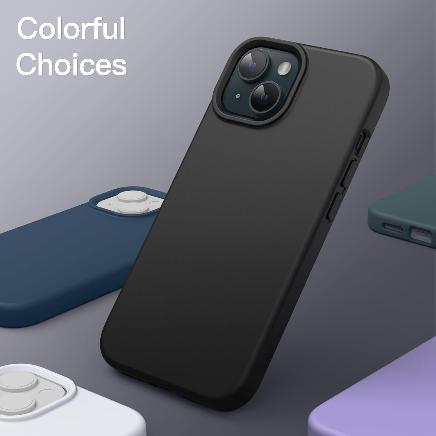 DIZORO Compatible for iPhone 15 Case 6.1, Slim Liquid Silicone Case 3 Layers Full Covered Soft Gel Rubber Phone Case Protective Cover 6.1 Inch (Black) image 4