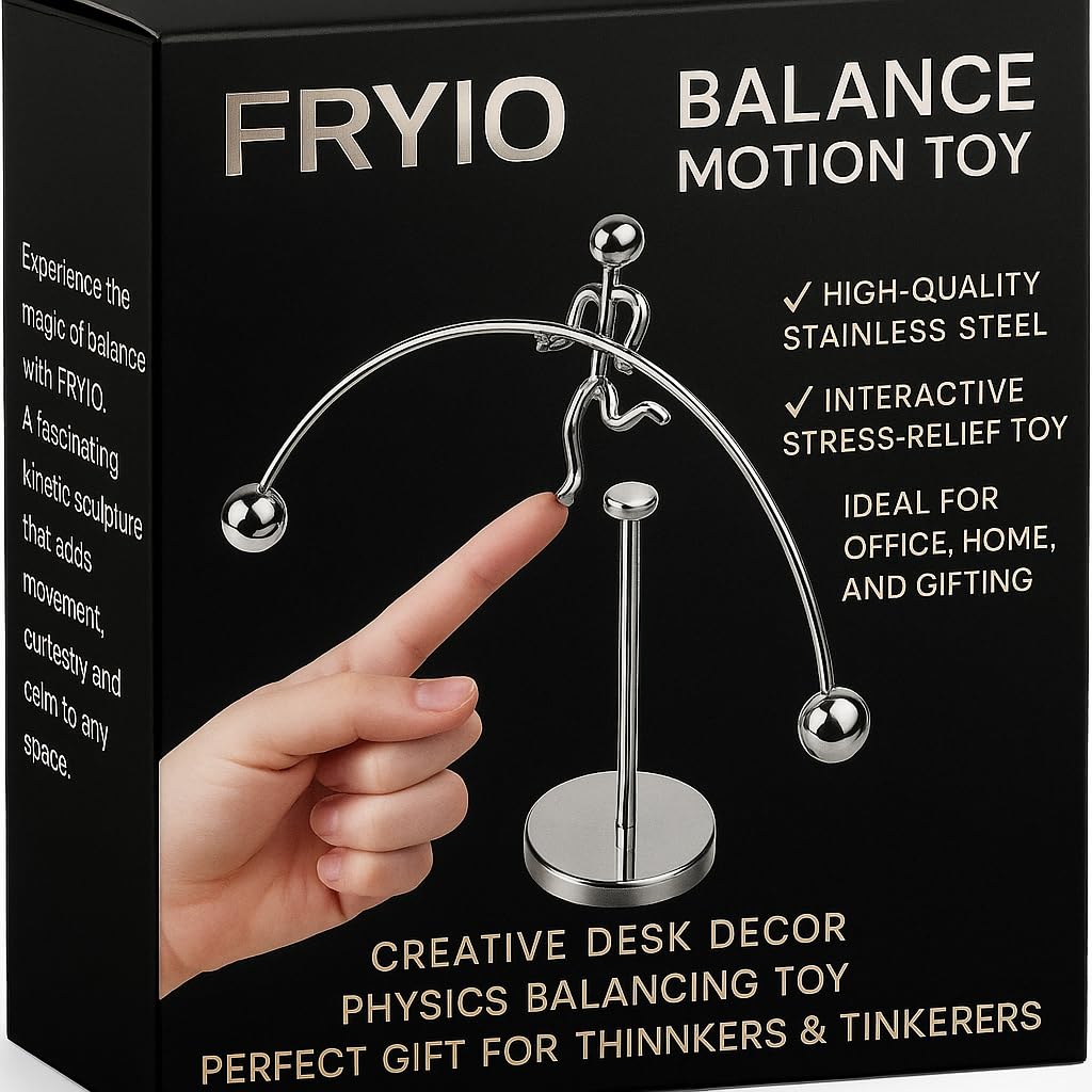 Adult Stainless Steel Balancing Toy | Engular Momentum Silver Pole Balancing Man | Stress Relief Motion Toy (Pole Balancing) image 2