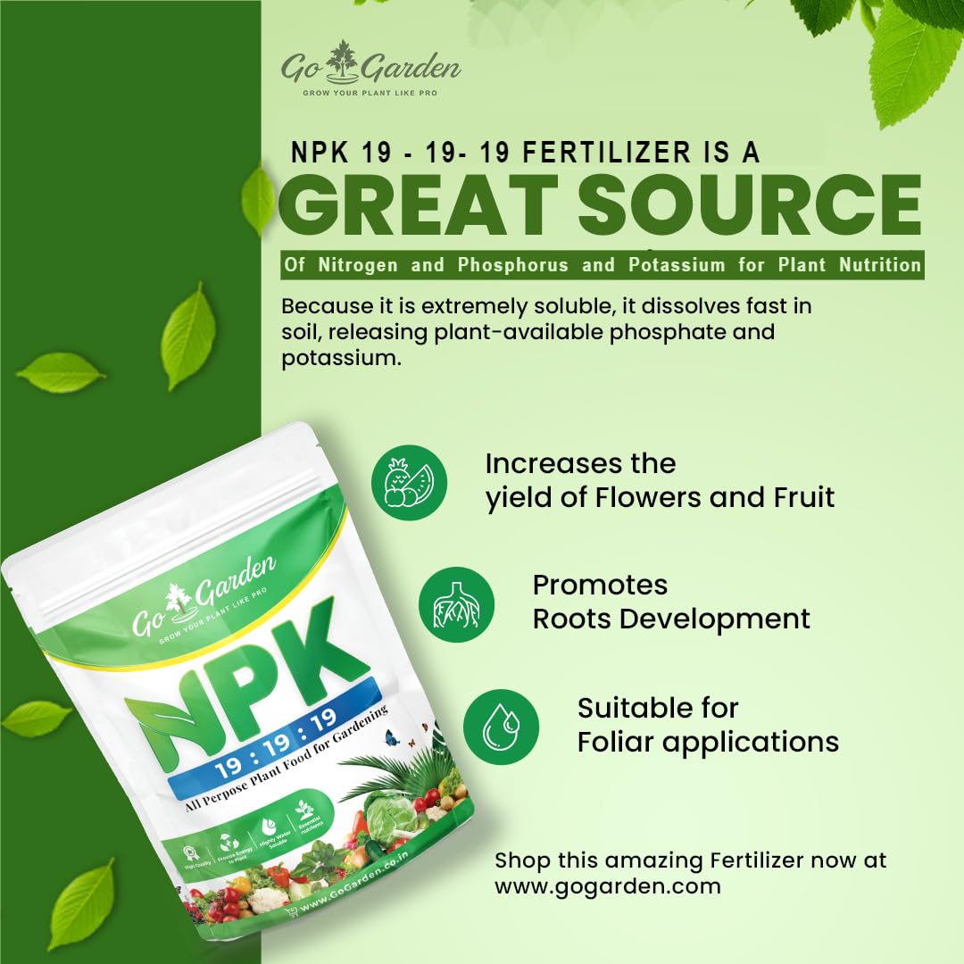 Go Garden NPK 19 19 19 Fertilizer for Plants | Water Soluble Plant Fertilizer for Growth, Flowering & Fruiting | Garden & Indoor Plant Care – 400 Gram image 2