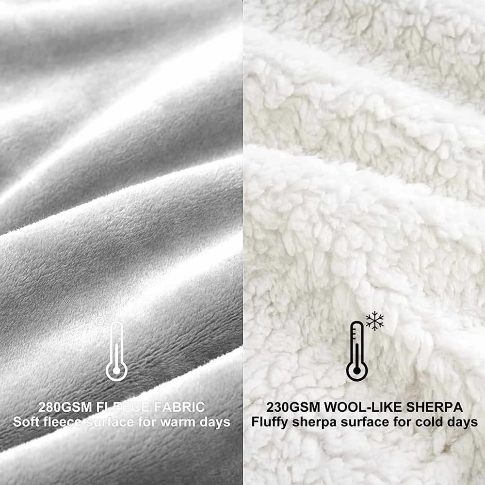 LA VERNE Super Soft Single Bed Sherpa Reversible Blanket | Warm & Cozy Blanket for Mild to Heavy Winter | Ultra Soft Plush Winter Blanket image 2