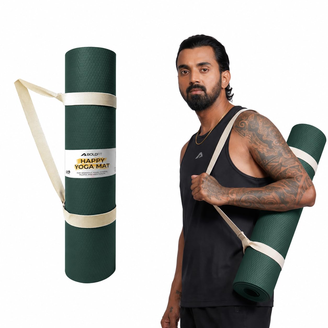 Boldfit Yoga Mats For Women and Men Exercise For Home Workout Gym Anti Slip EVA Material Yoga Mat 4Mm For Kids Gym Mats - Green