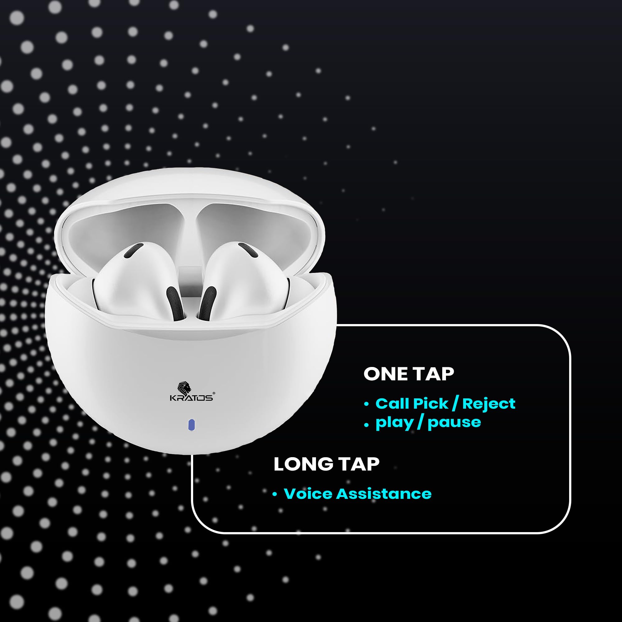 Kratos TW02 Ear Buds Wireless with 30H Playtime, Noise Isolation & Clear Calls, Bluetooth Earbuds with Voice Assistant, Ear Buds with Bluetooth V 5.3 & with Type C Fast Charging, IPX5 TWS Earphones image 3