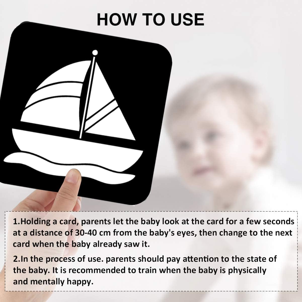 high Contrast Flash Cards for New Born Children -Educational Black & White 24 Objects | Visual Stimulation and Sensory Development for Infants | Montessori Sensory Card (Flash Card) image 4