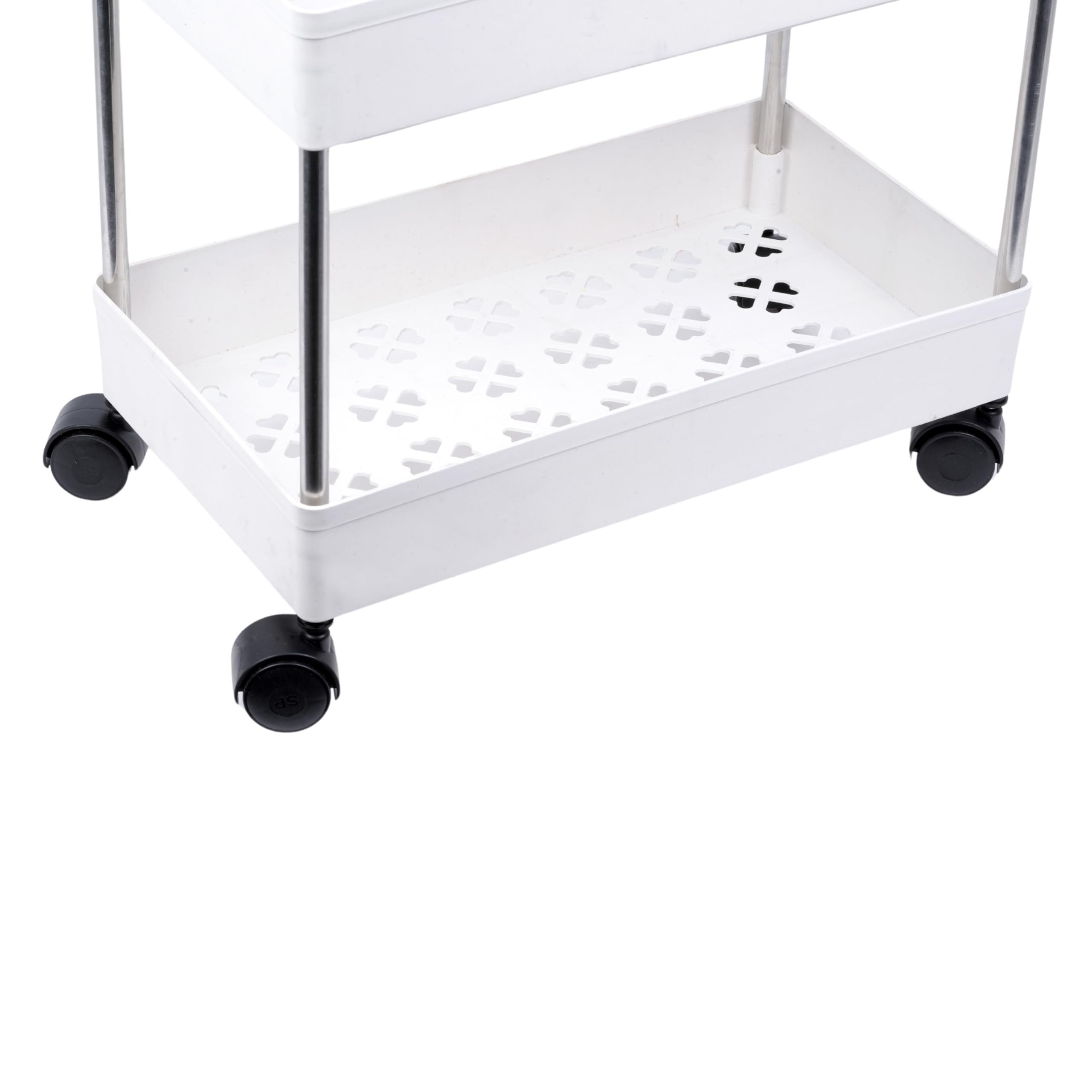 Multipurpose Plastic Trolley with Dish Rack for Kitchen Fruit Vegetable Storage Basket Modern Organizer - 3 Layer Stackable Shelf Cart Kitchenware Food, Snacks, Toys, Tiered Shelf (White) image 4