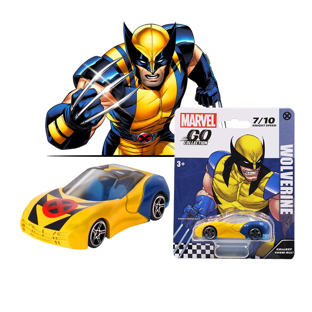 Marvel Go Collection | Knight Speed | Wolverine | 1:64 Diecast Toy Car | Ages 3 and Up | Collect Them All image 2